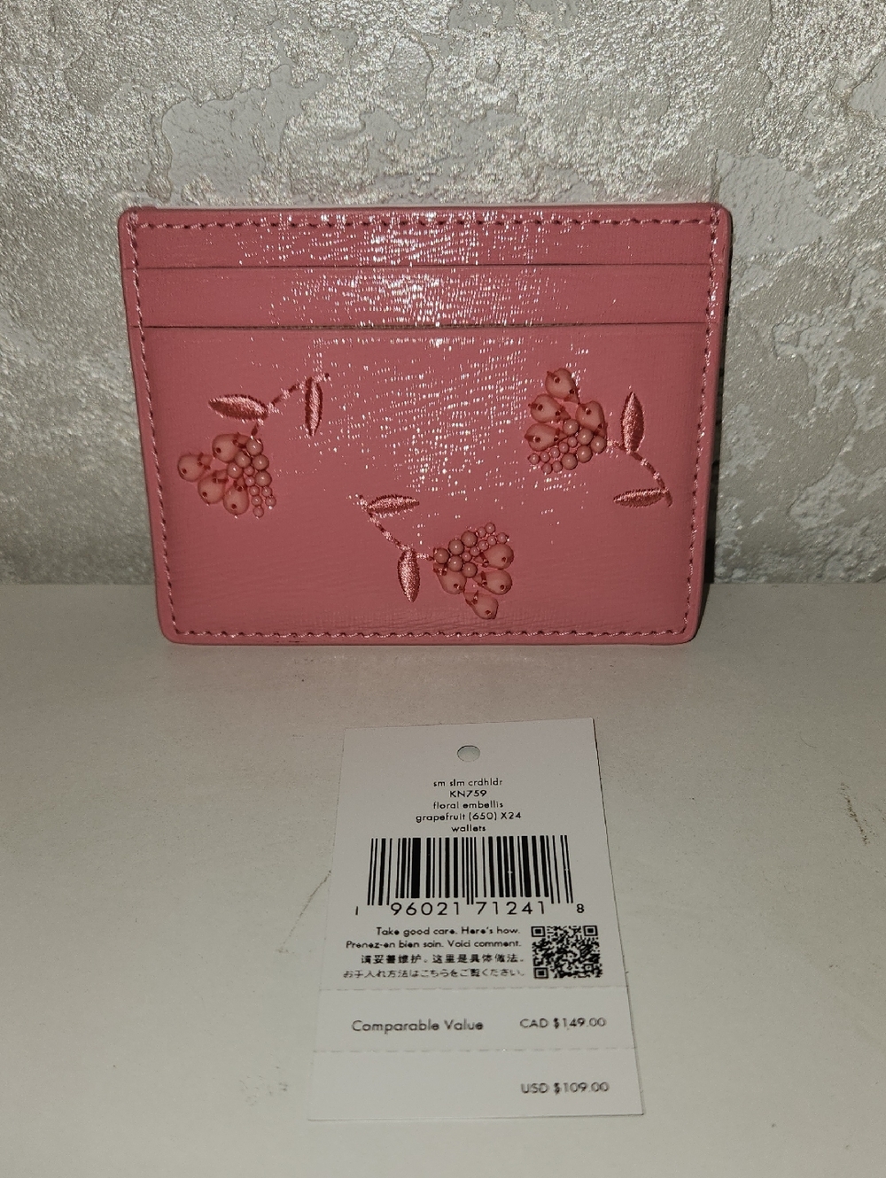 kate spade glossy rose pink cardholder - Picture 3 of 4